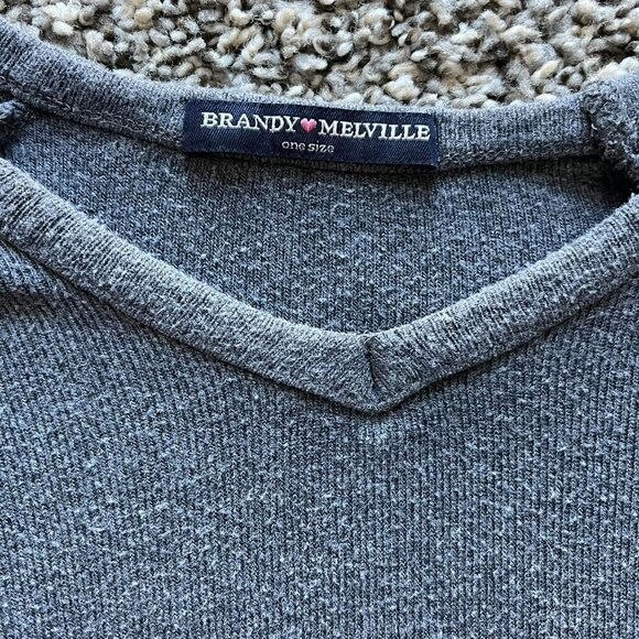 Brandy Melville Shirt Womens One Size/Medium Gray Long Sleeve Cotton Blend Top - Picture 2 of 8